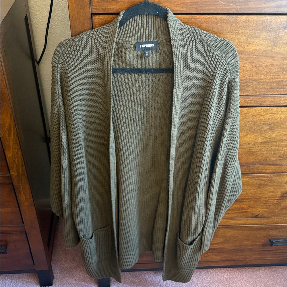 Express Olive Knit Cardigan